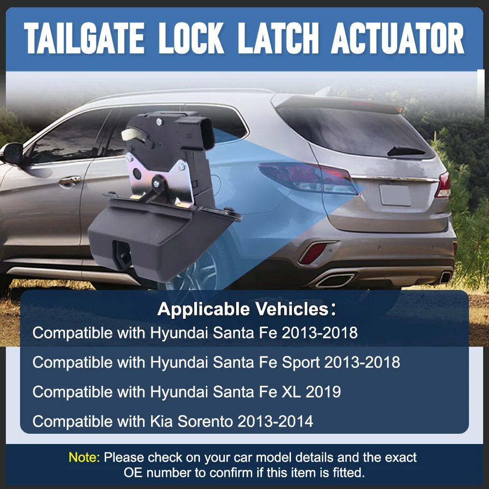 

Car Rear Tailgate Trunk Lid Door Lock Latch Actuator For Hyundai Santa Fe /Fe Sport 2013-2018 Kia Sorento 2013-2014 81230-3Z000