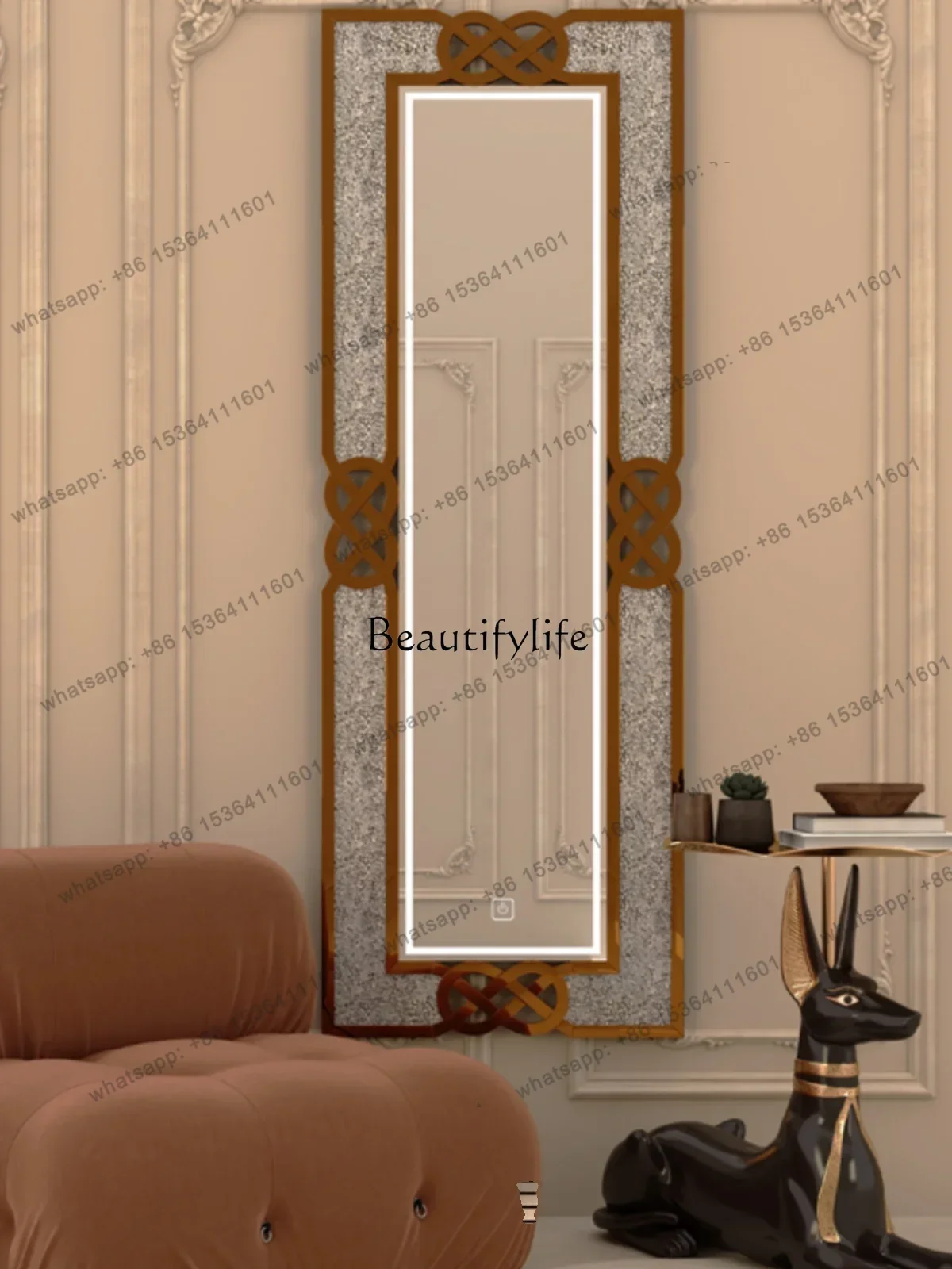 Best Sellers European Light Luxury High-end Fitting Mirror American Living Room Dining Room Decorative Shoe Cabinet Large Mirro