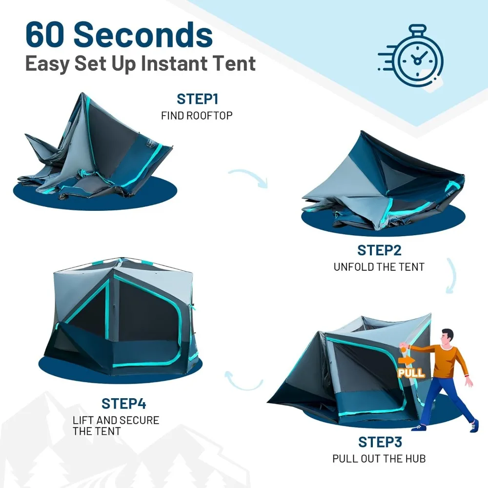 4-person Instant Pop-up Cabin Tent, Easy To Set Up in 60 Seconds, Portable Family Tent with Rain and Fly Protection