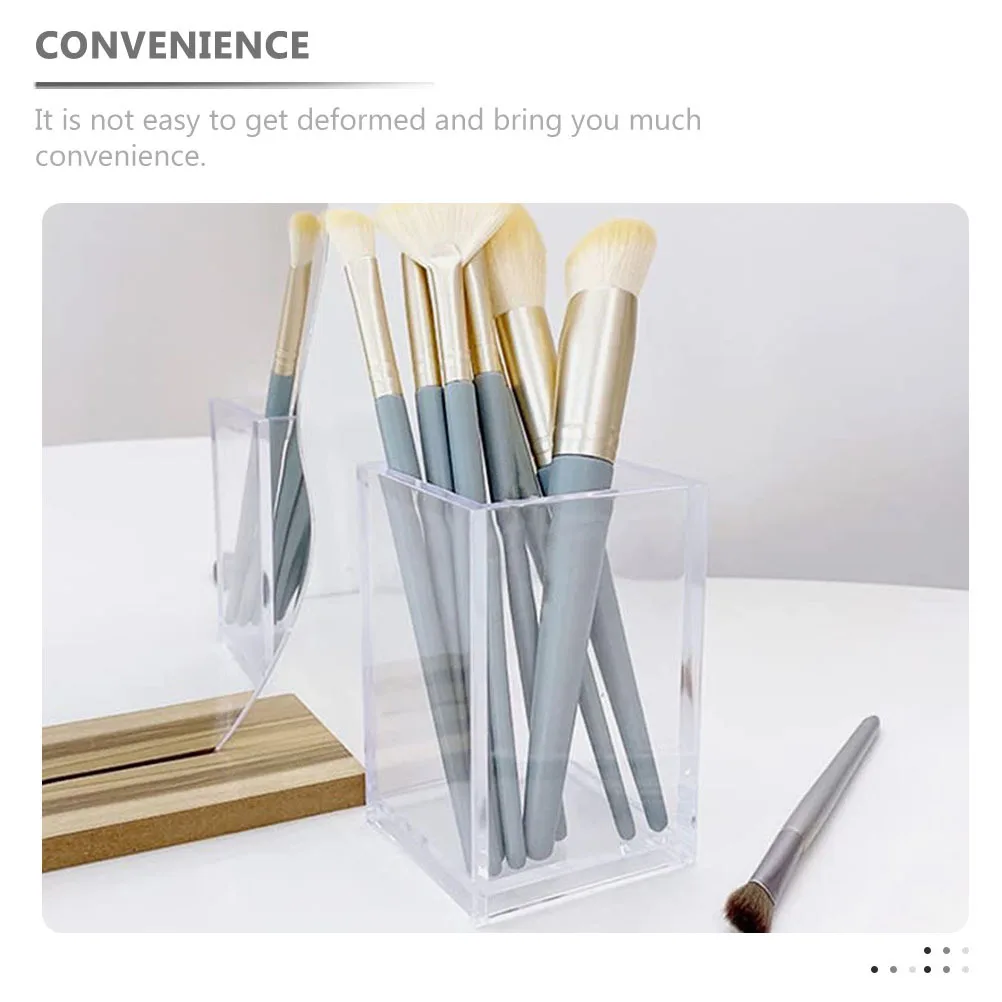 

2Pcs Transparent Acrylic Pen Holder Desktop Storage Box for Pens Makeup Brushes Stationery Organizer Table Accessory