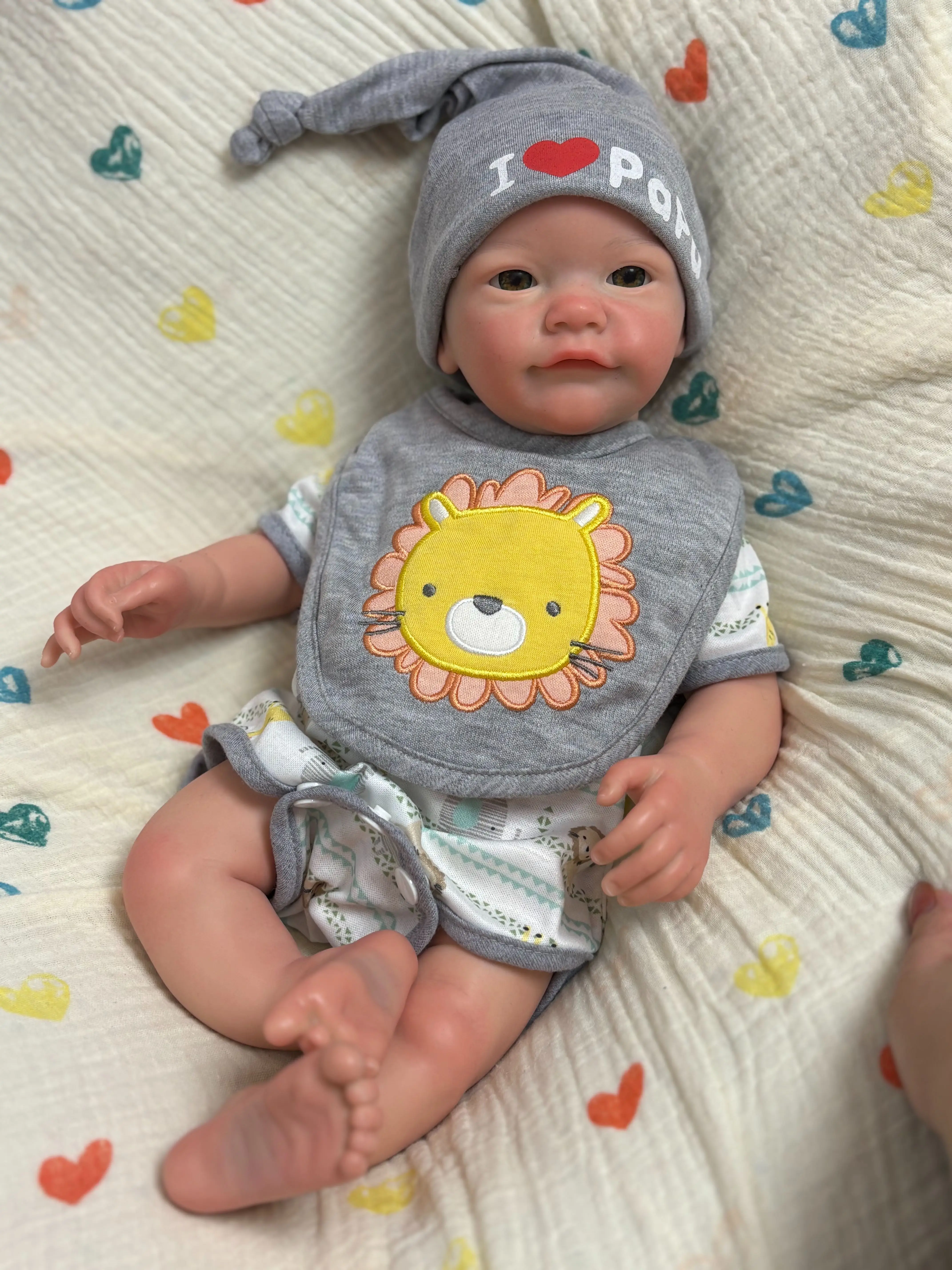 18‑Inch Full Silicone Collectible Doll, Open Eyes Design, Lifelike Realistic Texture, Flexible Poseable Body for Display