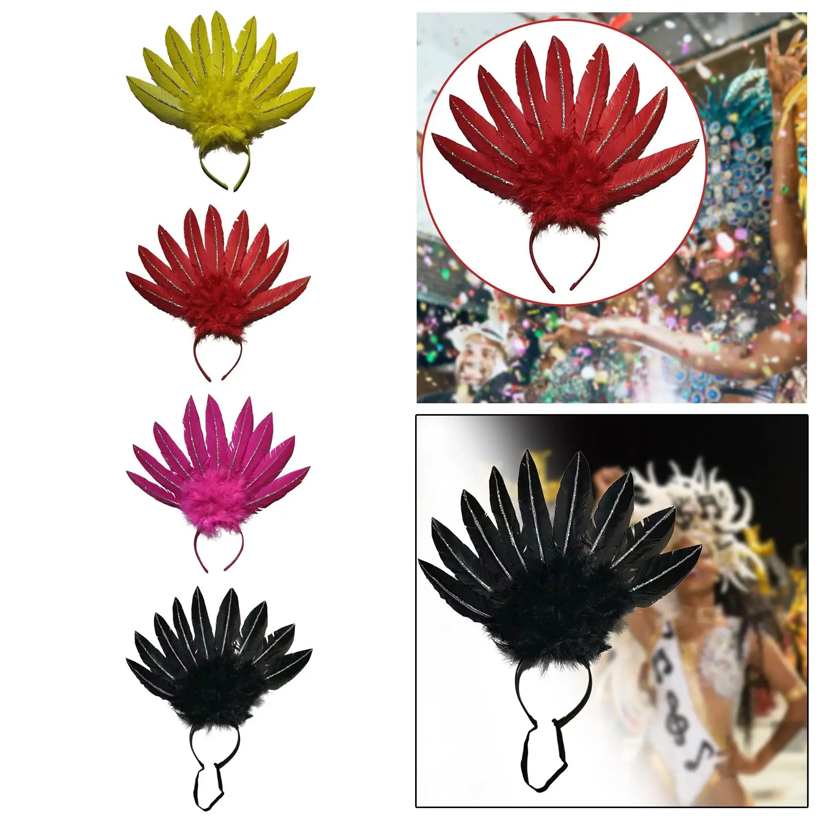 Feather Headdress Fascinator Headwear for Adults and Kids Festival Cosplay