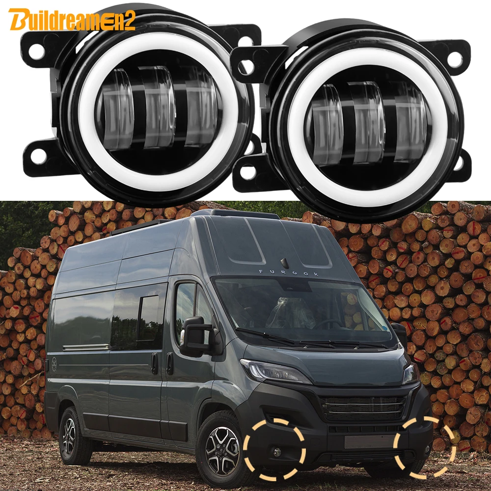 2 Pieces Car Angel Eye LED Fog Light Daytime Running Turn Lamp 30W H11 For Fiat Ducato E-Ducato (250, 290, 295_) 2014-2026