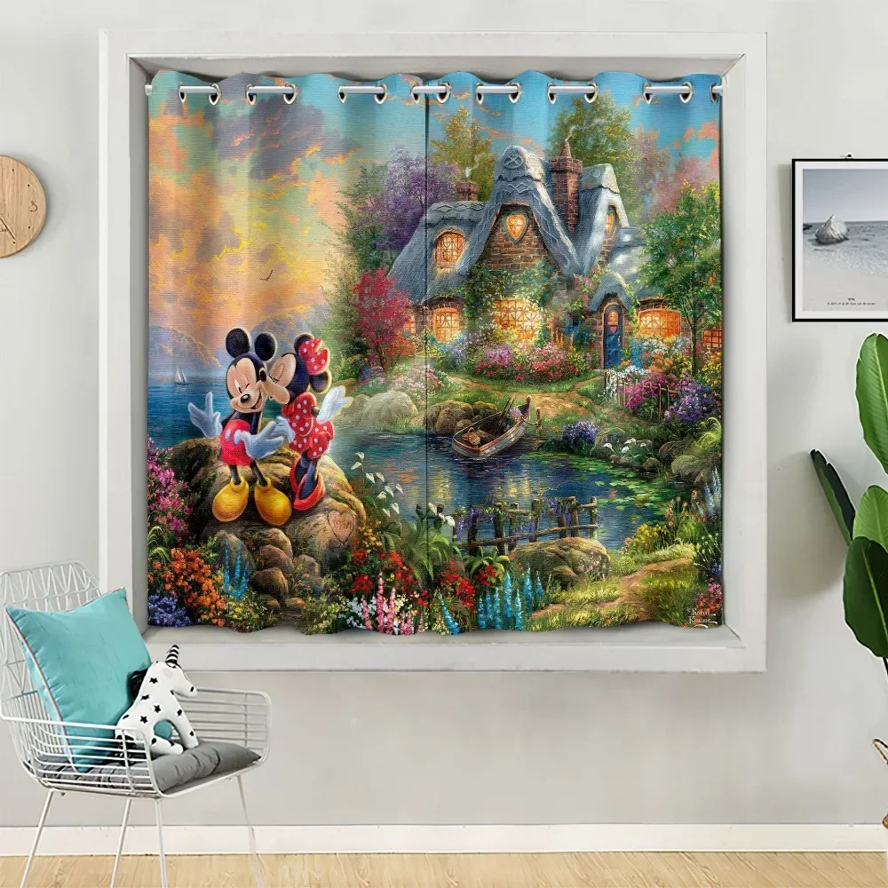 Disney Beach Mickey Mouse Minnie Window Curtain 3D Print Blackout Curtains Living Room Bedroom Decor Custom Kids Teen Gift