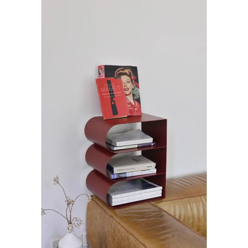 Rack Burgundy red simple magazine rack floor-to-ceiling storage edge