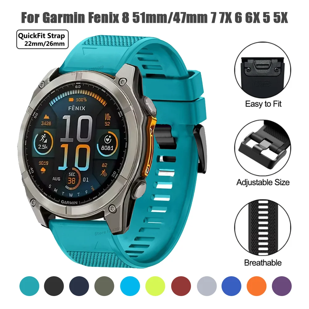 Schnell verschluss Silikon armband für Garmin Fenix 8 51mm 47mm 43mm/Fenix 7 7s 7x5x5 6x6 3hr Smartwatch Armband Armband Correa