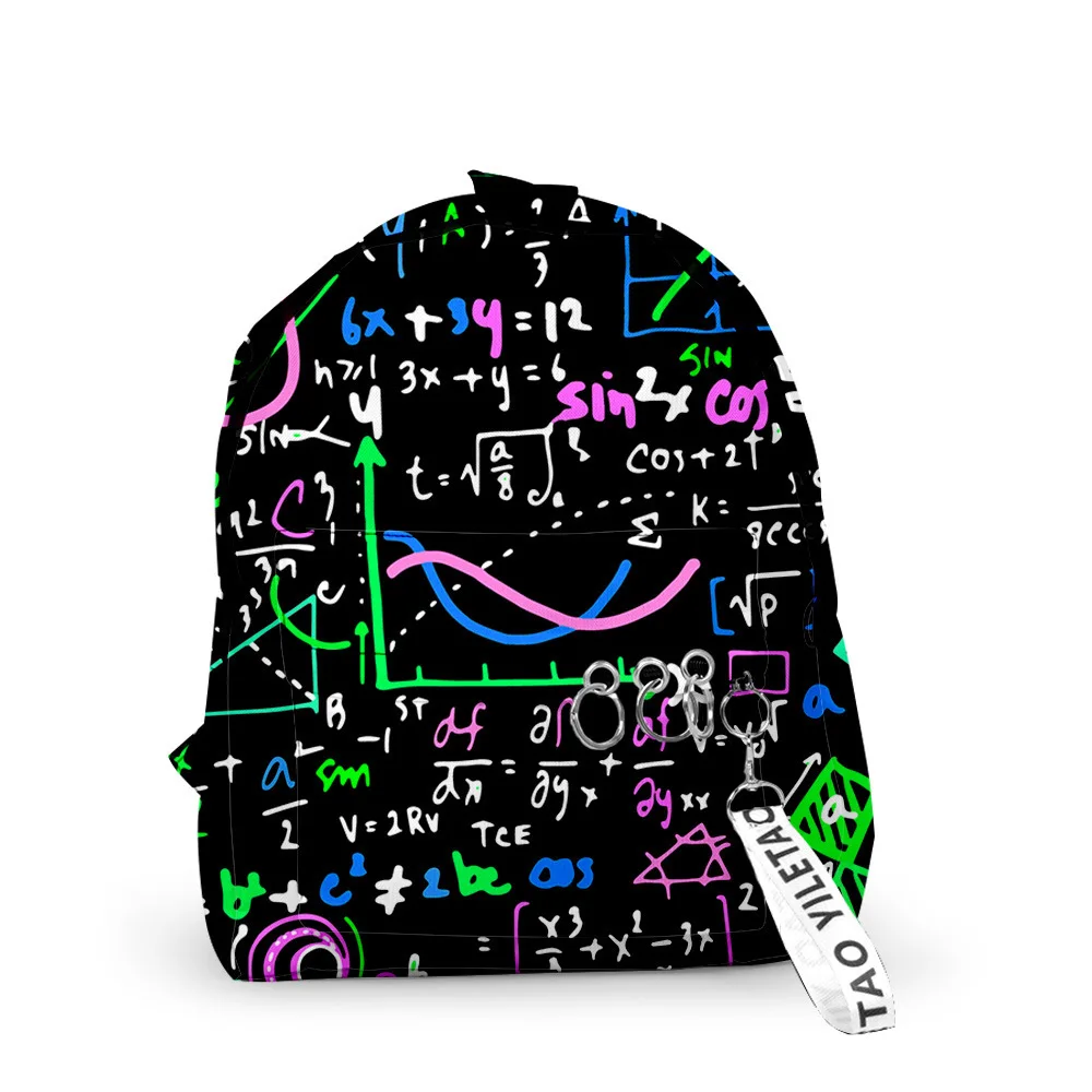 Classic Mathematical Formula Fun Chemistry Backpacks Boys/Girls pupil School Bags 3D Keychains Oxford Waterproof Small Backpacks