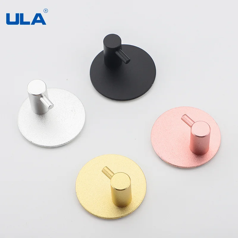 ULA Corlorful Wall Hooks Black Gold Robe Hook Wall Hook Towel Hook for Bathroom Rustproof Hook Hanger Kitchen Self Adhesive