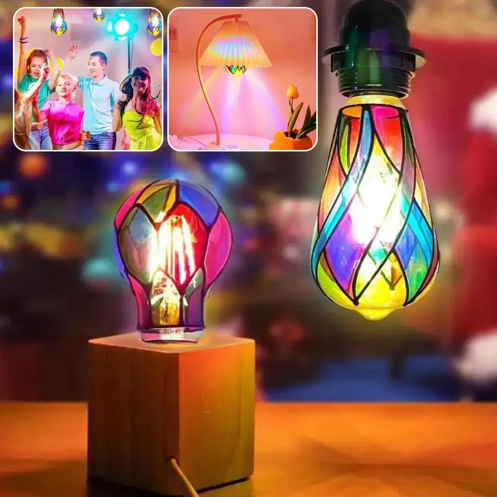 

Светодиодная лампа Эдисона ST64 в винтажном стиле, ручная роспись, художественное стекло для кафе, домашнего теплого освещения, декор