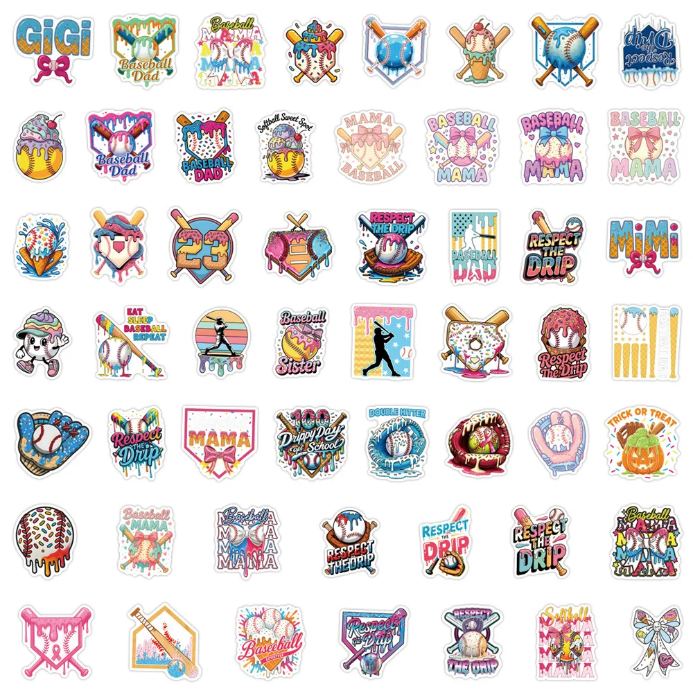 50 قطعة الآيس كريم بالتنقيط البيسبول الكتابة على الجدران ملصقات الإبداعية الكرتون صائق الأمتعة الهاتف كأس الغيتار سكيت ملصق مضاد للمياه