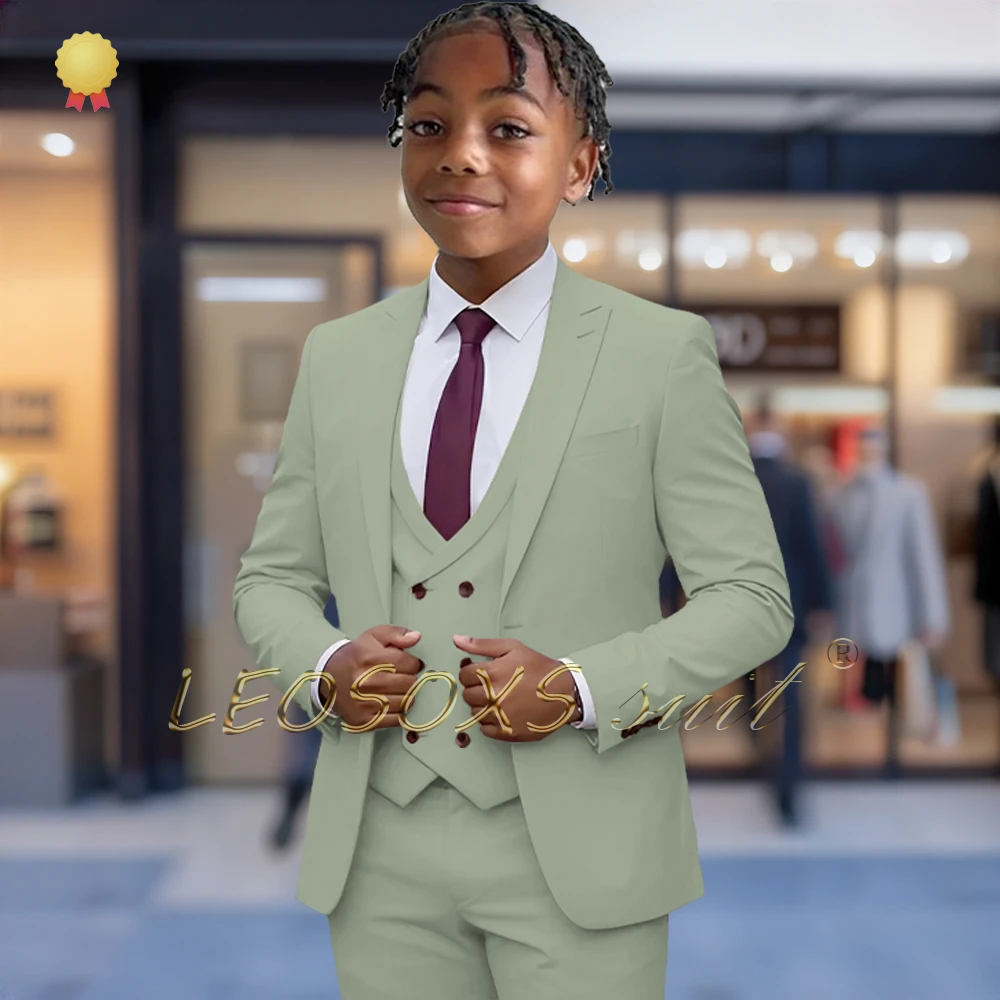 

Boys' Custom Classic 3-Piece Suit – Notch Lapel Blazer, Waistcoat & Trousers for Weddings, Parties & Ceremonies