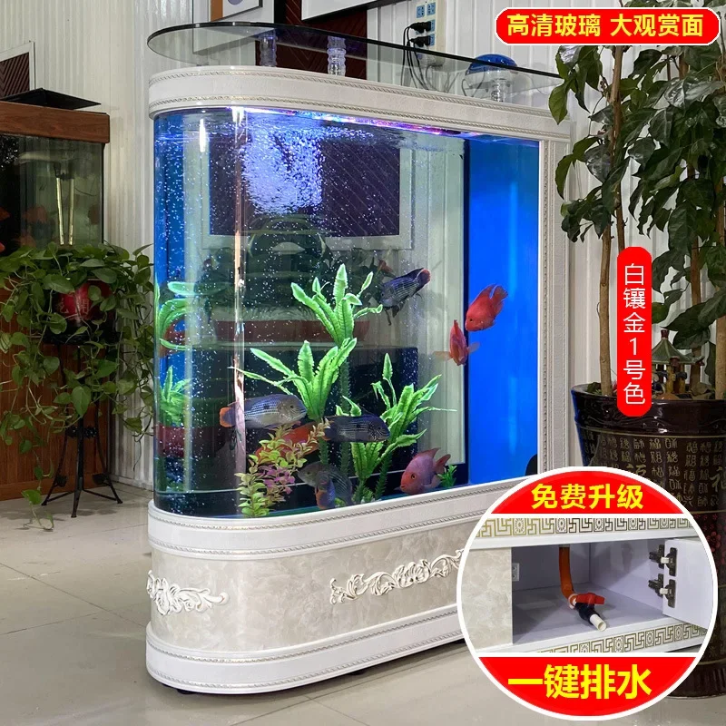 

Fish Tank Aquarium Glass Living Room Home Floor Medium and Large 1.2 M Change Water Globe