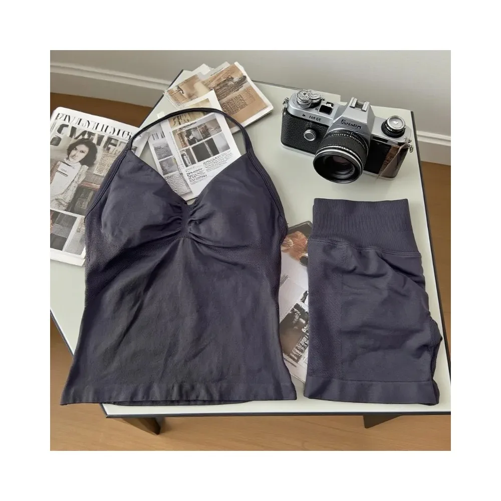 

Женская спортивная одежда из двух предметов для йоги, топы и шорты на шнуровке, спортивная одежда, спортивный костюм для фитнеса, спортивная одежда для бега