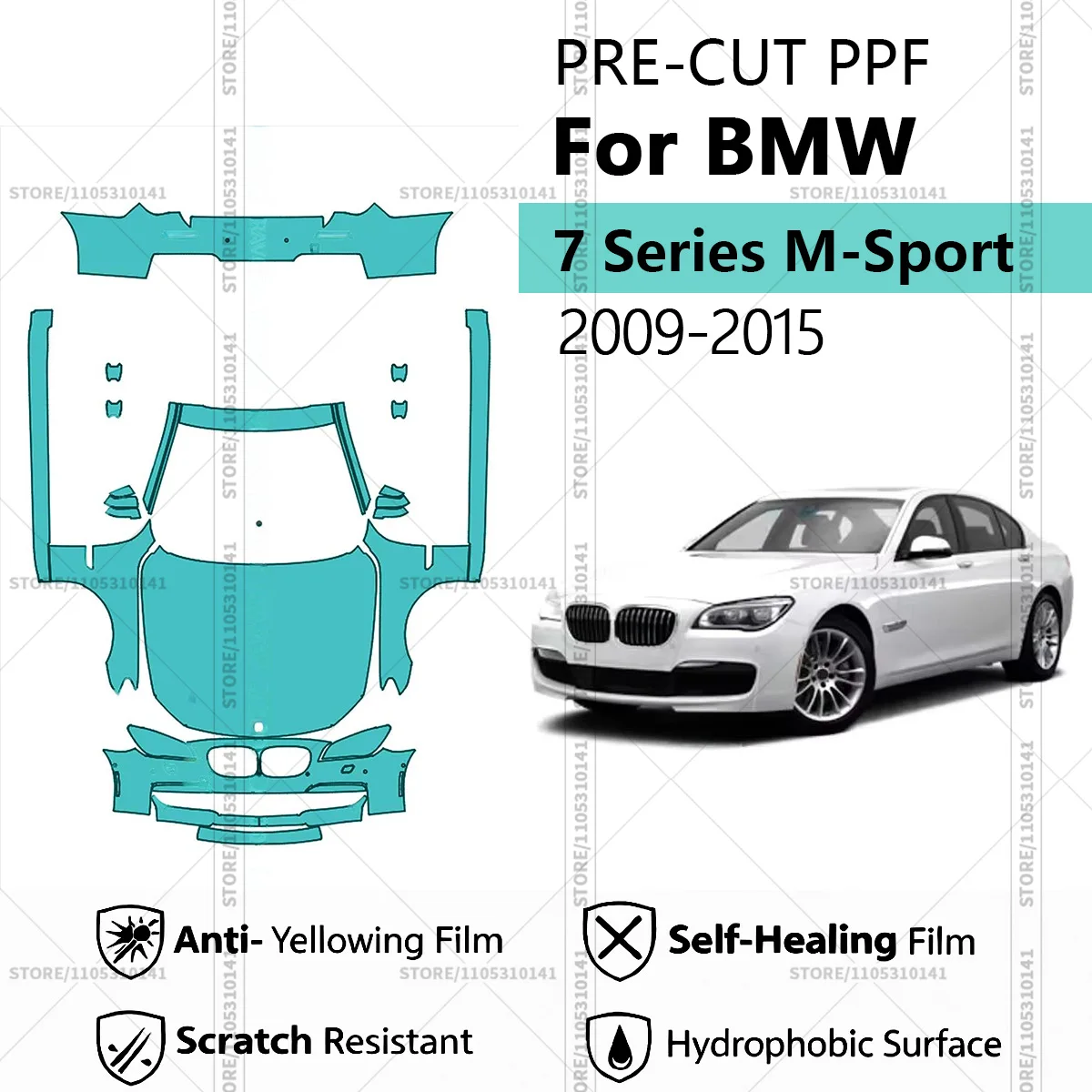 

For BMW 7 Series M-Sport 2009-2015 Pre-Cut Paint Protection Film PPF Transparent Car Film Automotive PPF Front Kit-Rear Bumpe