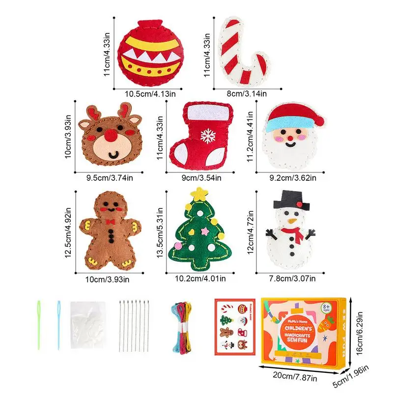 Juguetes de costura para niños, juguetes de habilidades hechos a mano de Navidad, Kits de costura, juguetes artesanales rellenos, juguetes educativos de Motor fino de fieltro para