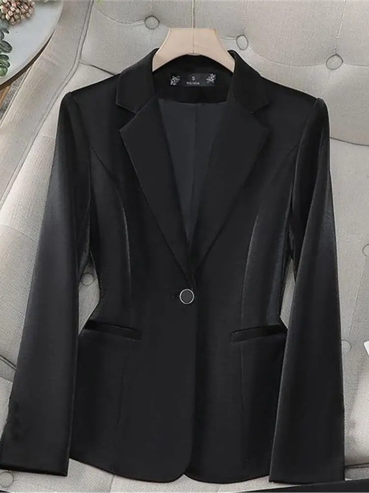 

White Formal Suit Jaet for Women Spring Autumn New Sle Ele Godd Host Busin Westeran Top Cleanfit Long Sve