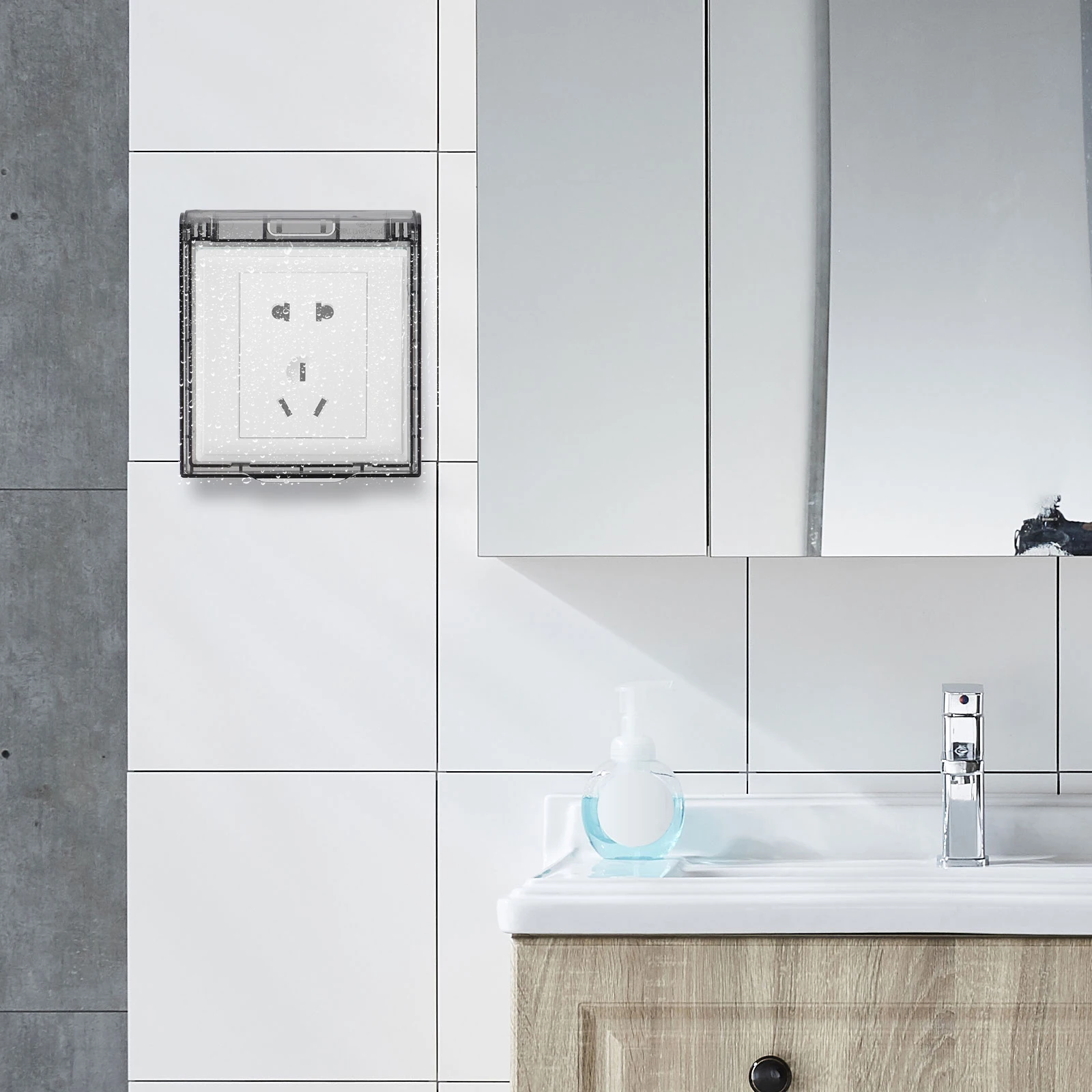 

3Pcs Waterproof Outlet Protector Cover ABS Light Guard Self-Adhesive Safety Shield for Bathroom Kitchen Bedroom Balcony