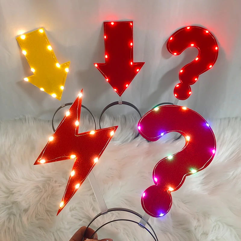Detachable LED Red Arrow Light Headband Light Up Symbol Shape LED Hair Hoop Concert Hair Accessory Glow Party Decor