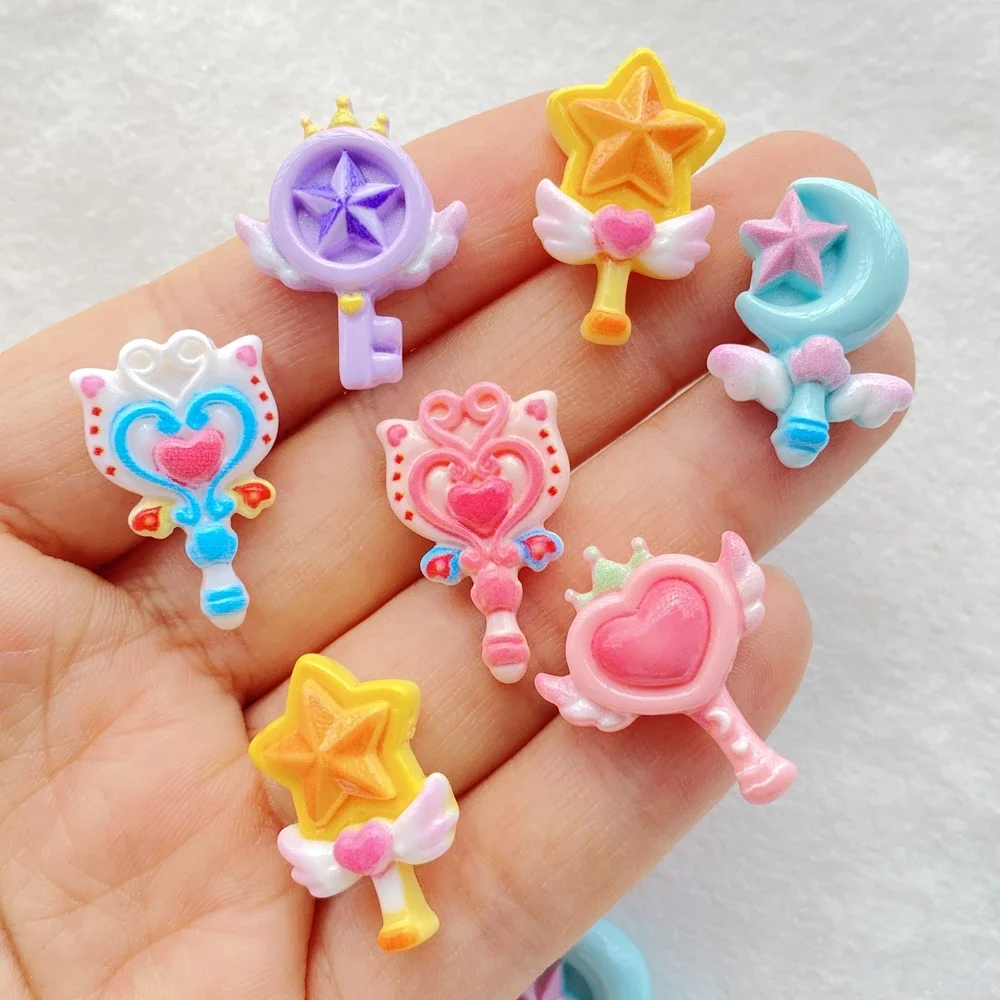 12PCS Resin Colorful Cute cartoon angel magic wand Flat Back Scrapbook DIY Accessories Cartoon Decor Crafts