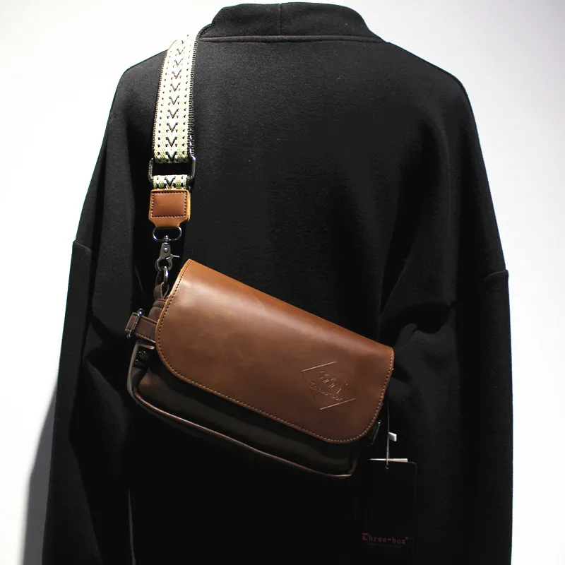 

Retro Japanese Style Messenger Bag Small Square Crossbody Bag Casual Diagonal Chest Bag Trendy Men's Bag Zipper Flip Cover Ba...