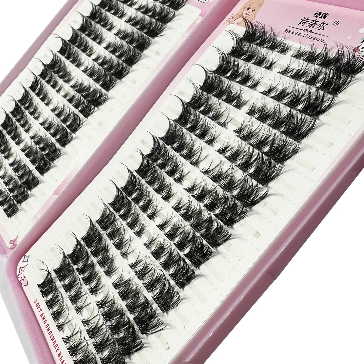 3D DIY Fake Eyelashes 32Rows Slanted Flying Fox Eyelash Natural Makeup Eyelash Set With Eye-Catching Long and Thick Eyelashes