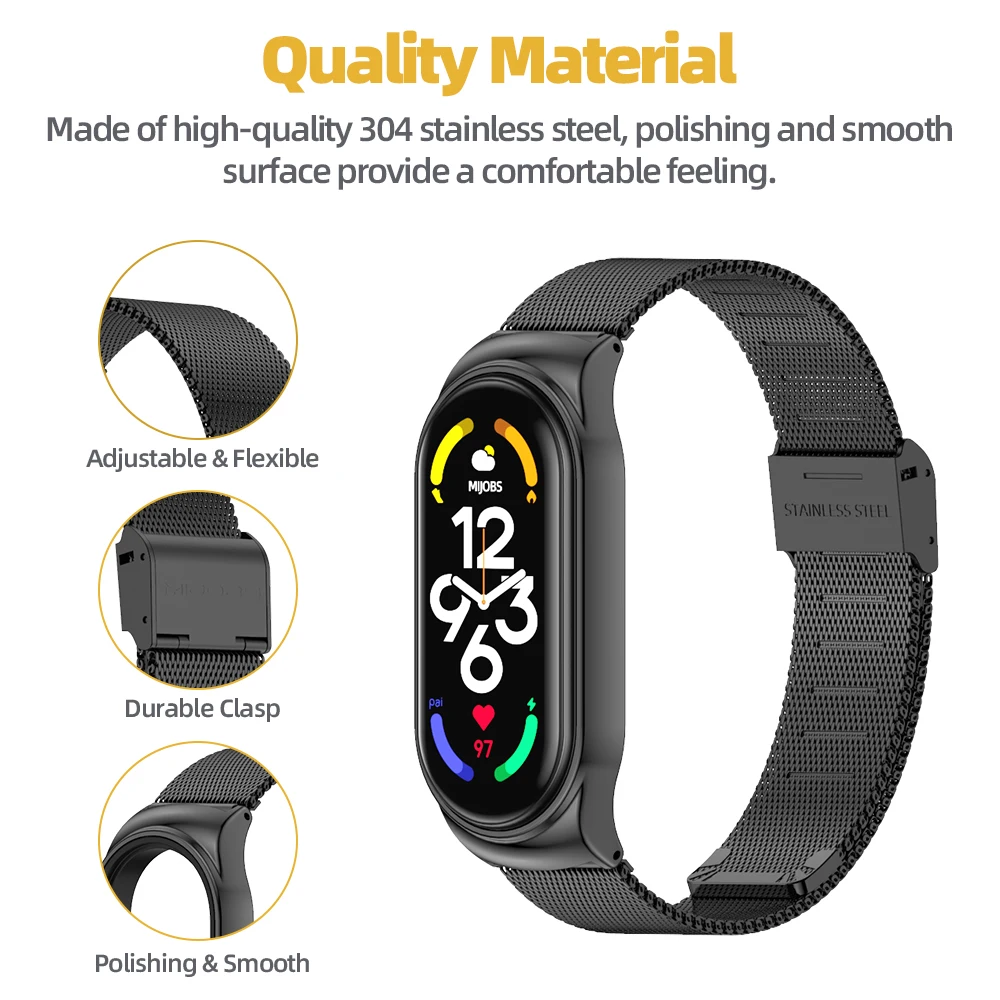 Strap For Mi Band 9 8 7 6 5 4 3 Metal Correa Bracelet for Miband 6 Pulseira Wristband for Xiaomi Xiomi My Bend 7 Global Version