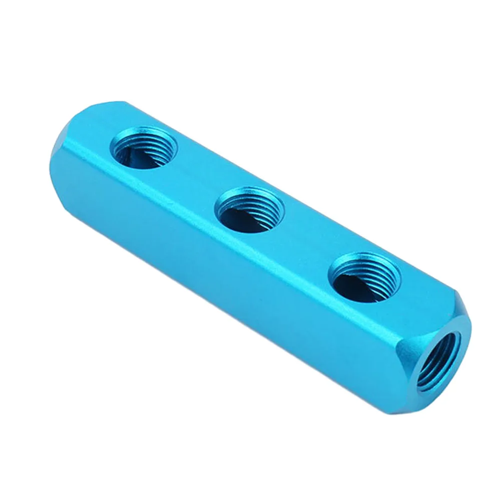 Inline Pneumatic Air Hose Manifold Block Splitter Made of Aluminum with G1/4 Threaded Ports for Industrial Air Distribution