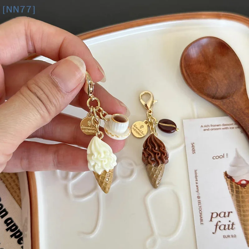 【3CS99】Creative Unique Doughnut Bread Coffee Phone Charm Strap Pendant Lanyard Simulated Food Toys Keychain Bag Accessories Gift