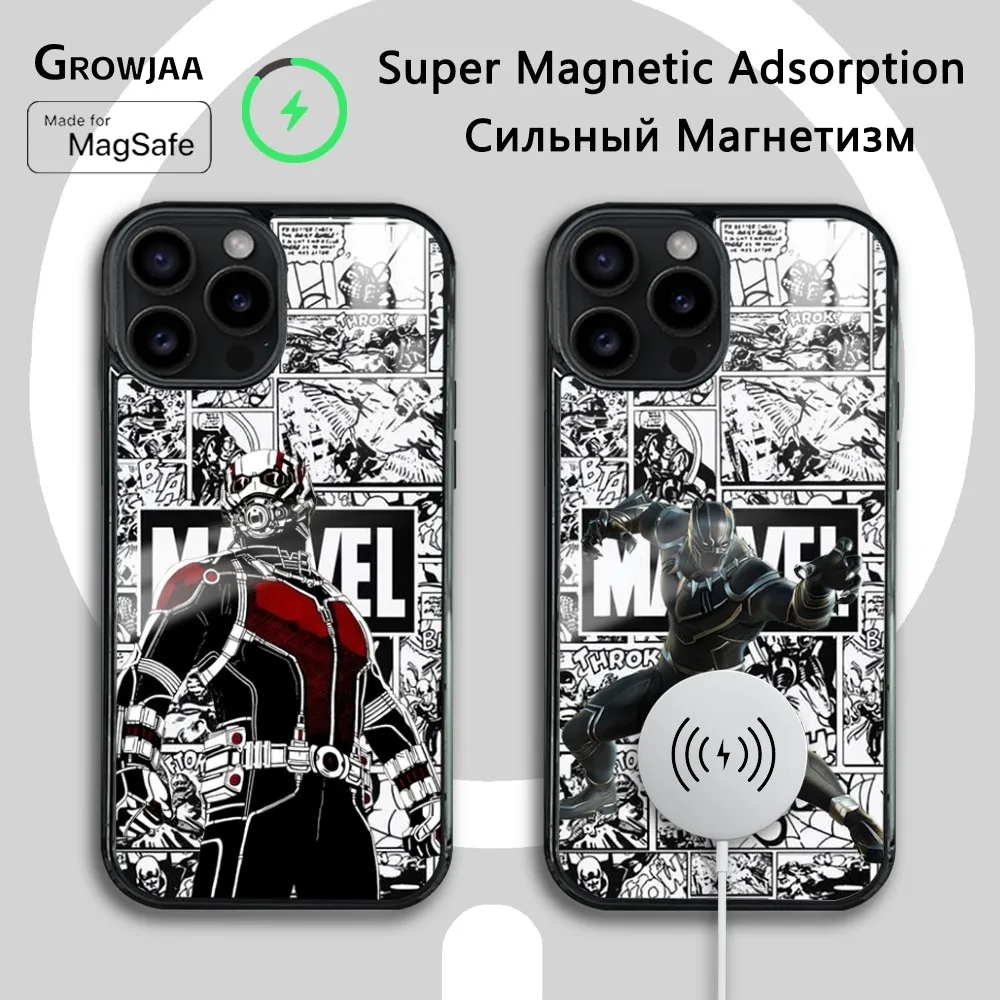 Black Panther Ant Man Phone Case For iPhone 16 15 14 13 12 11 Pro Max Plus Mini Magsafe Mirror Wireless Magnetic Funda