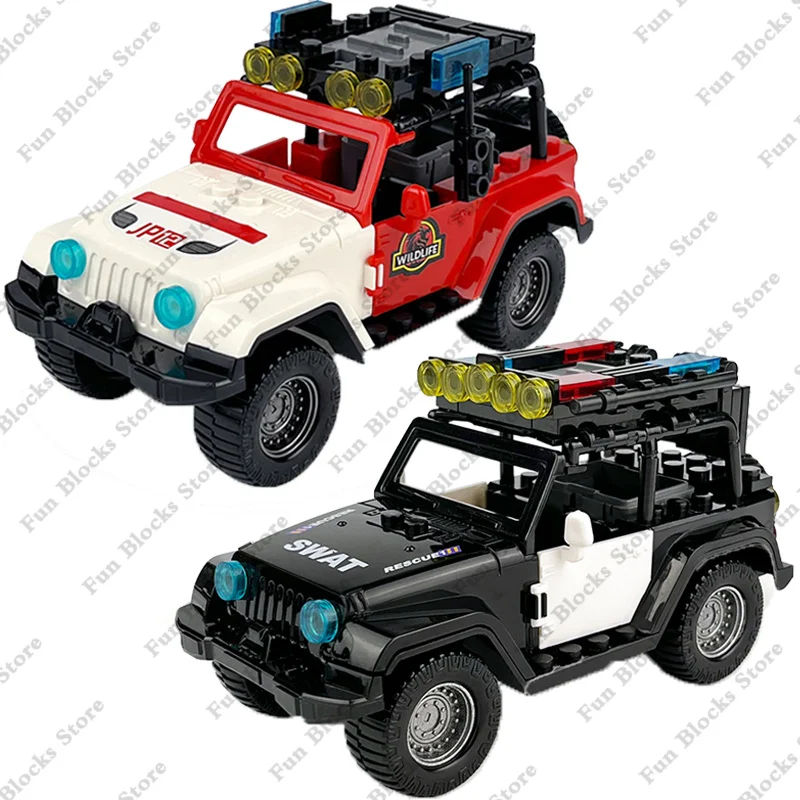 Hot SWAT Military Armoured Off-Road Vehicle Humvee Jeep Army Car Police Building Blocks City Bricks WW2 Model Toys Kids Kit Gift