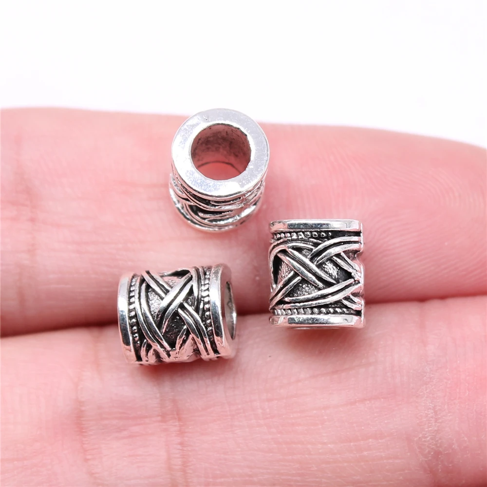 WYSIWYG 20pcs 9x9x8mm Big Hole Spacer Beads Charms For Jewelry Making DIY Bracelet Making Antique Silver Color