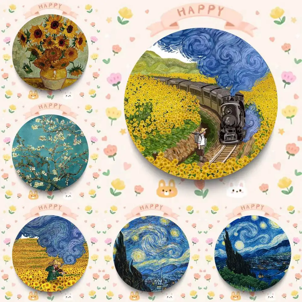 Artist Van Gogh Round Brooch Brooches Cartoon Badge Pins Backpack Hat Accessories Friend Gift