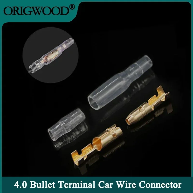 4.0mm Bullet Terminals Car Wire Connector 10/25/50 Set Male Female Insulating Shell Cold Pressed Able Cable Terminals