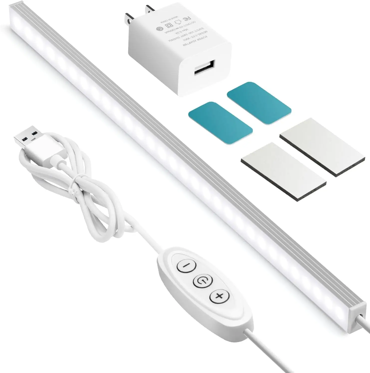 

12 Inch Plug in Light Bar, 6000K Cool White, Dimmable LED Under Cabinet Light for Kitchen/Desk/Closet