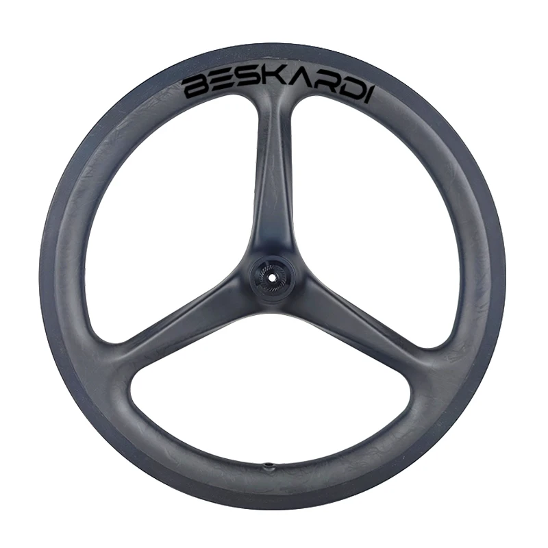 1 PCS 16 Inch 349 3 Spoke Carbon Wheel Ceramic Bearing 16\'\' Folding Bike Trispokes Front Wheels 74mm Beskardi For Brompton