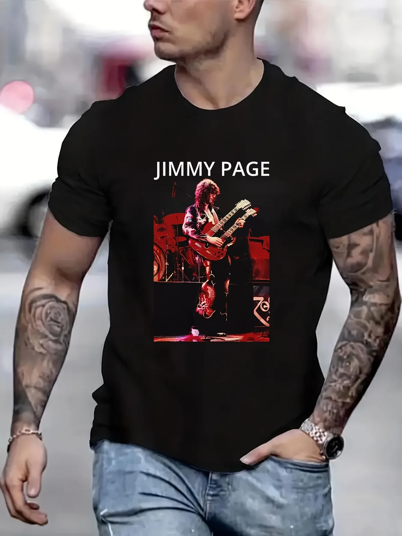 Jimmy Page Rock Star Men's Clothing Brands T-Shirts Graphic T Shirts Anime Men T shirt Printed T-Shirt B5022332