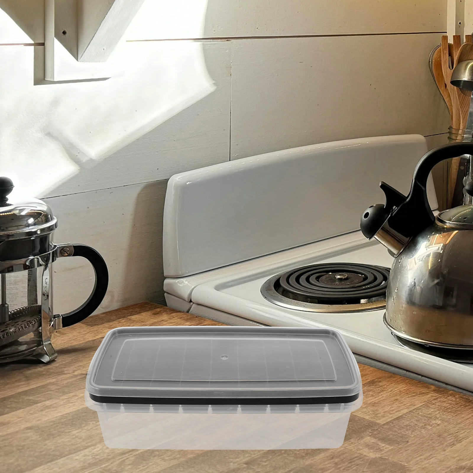 

1Set Ice Moulds Silicone Freezer Stackable Tray with Lid for 36 Ice Cubes Storage Odor Proof for Soda Cocktail Coffee Kitchen