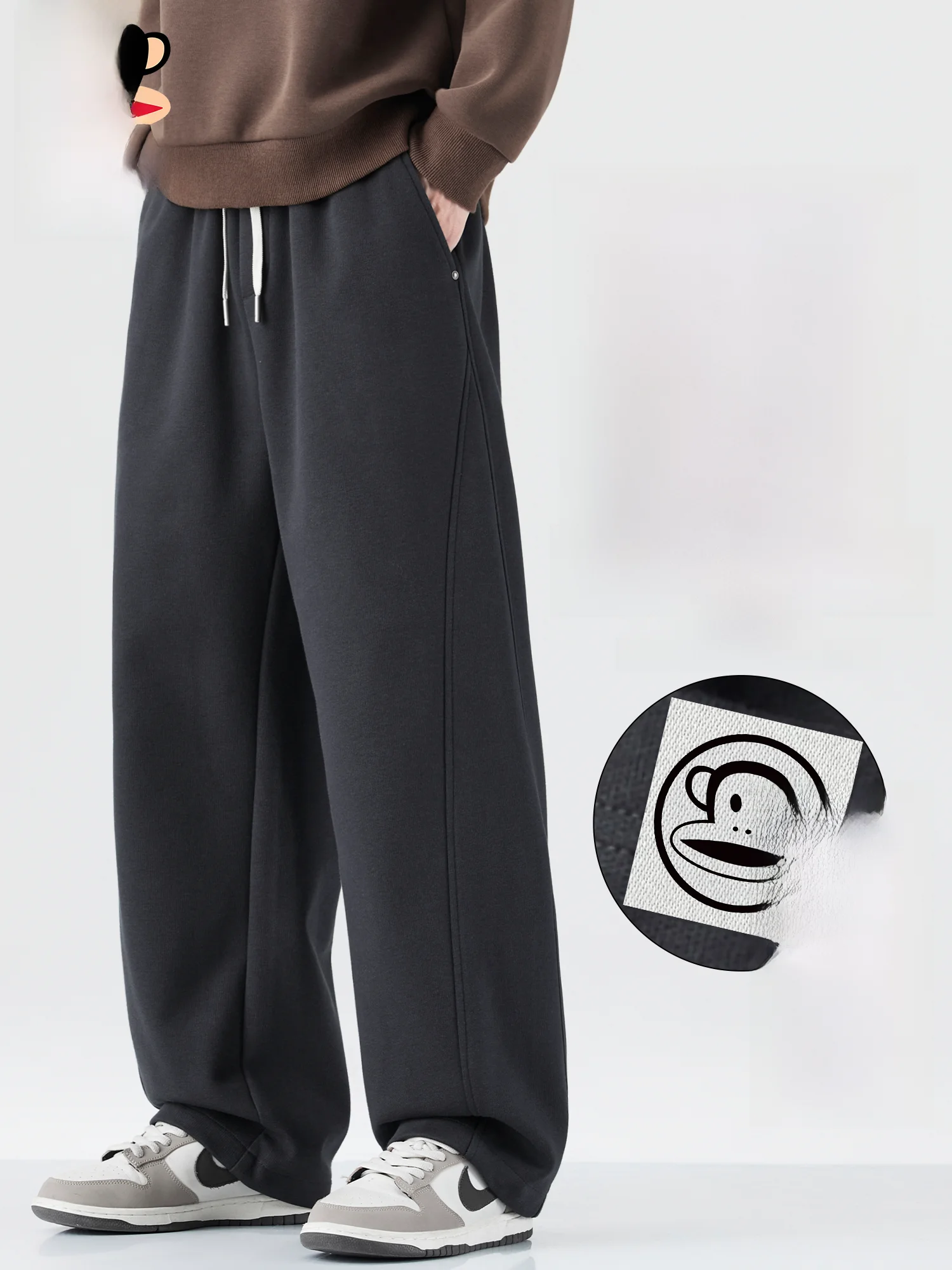 

PaulFrank Men's Casual Knitted Fce Lined Thiened Sports Sweatpants American Trendy Brand Spring 2026 Loose Straight Leg ...