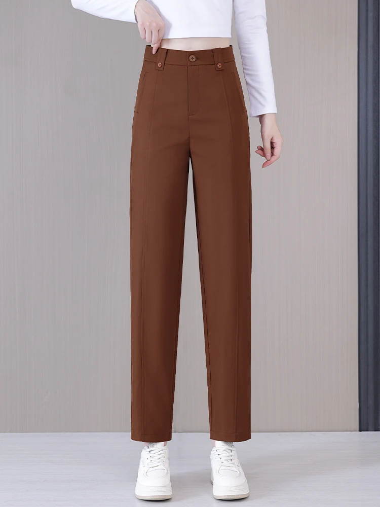 

High Waist Loose Straight Leg Tailored Pants Women's Spring Autumn New Style Small Size Casual Harlan Pants Nine Points