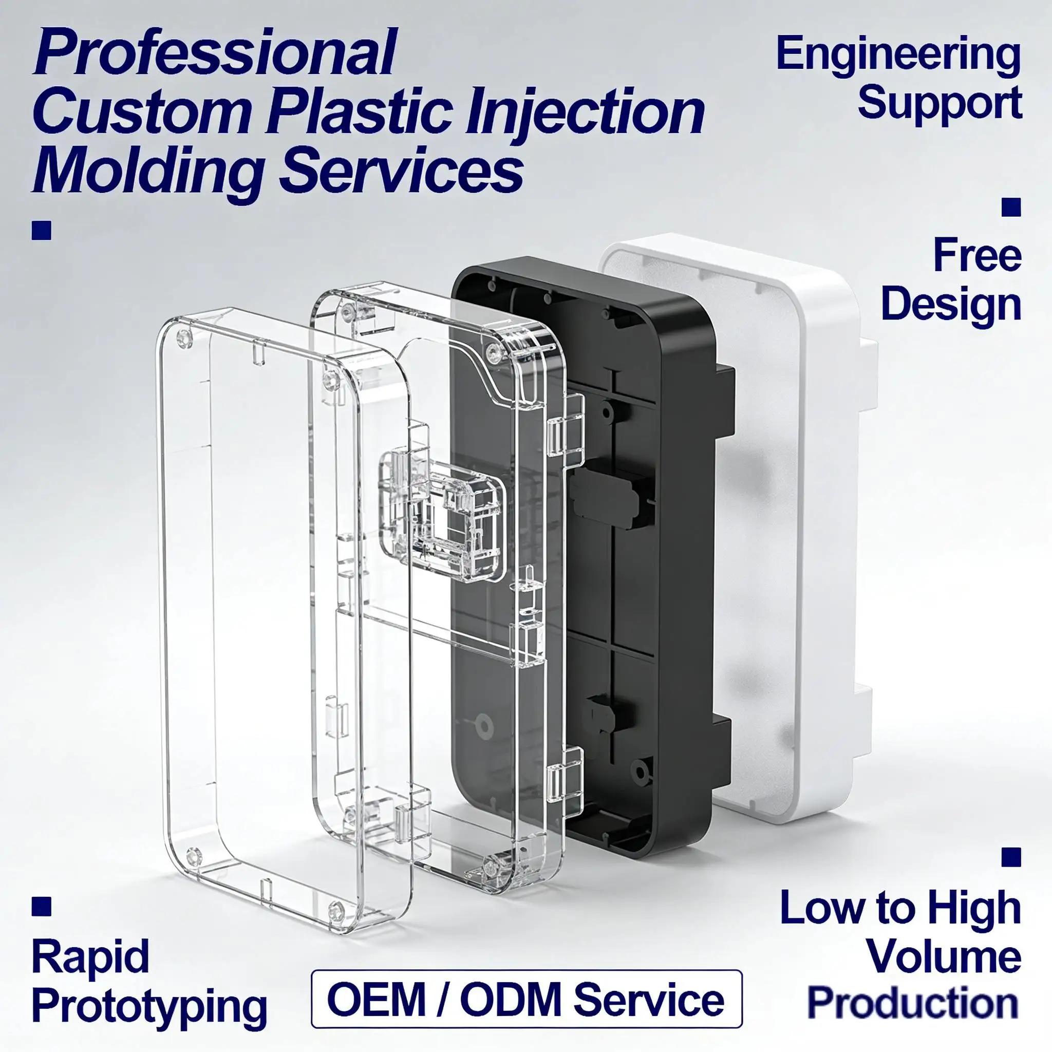 

Изготовленные на заказ пластиковые детали методом литья под давлением из материалов PP, POM, TPE, ABS, PC