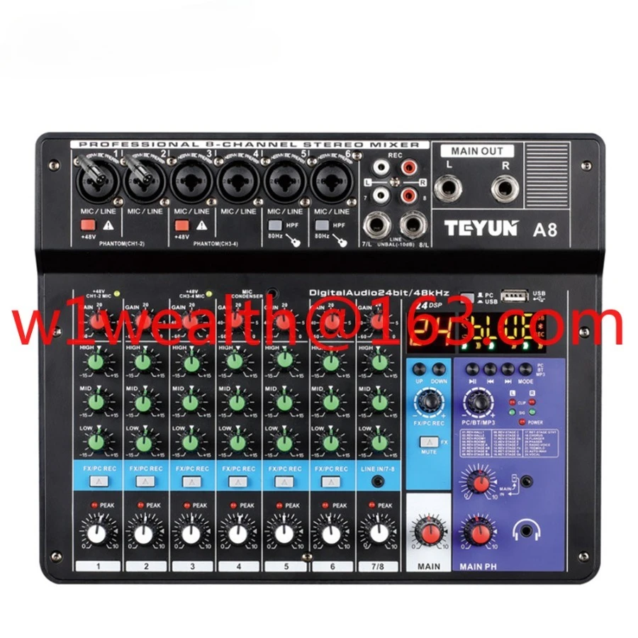 Professional Dj 8 Channel Profession Record Stream KTV A8 Audio Mixer