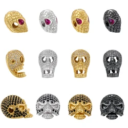 2Pcs Metal Copper Micro Inlaid CZ Geometric Helmet Skull Circular Pendant Bead Used For Making Jewelry DIY Bracelets:VZ461-463