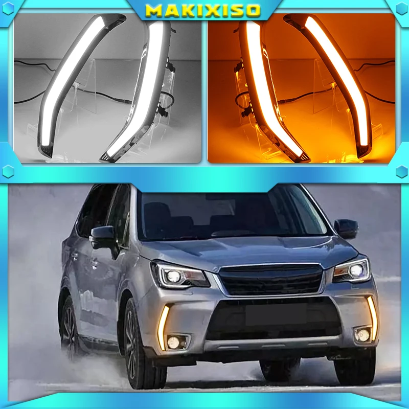 

2PCS For Subaru Forester 2013 2014 2015 2016 2017 2018 Car LED DRL Daytime Running Lights Daylight Turn Signal lamp