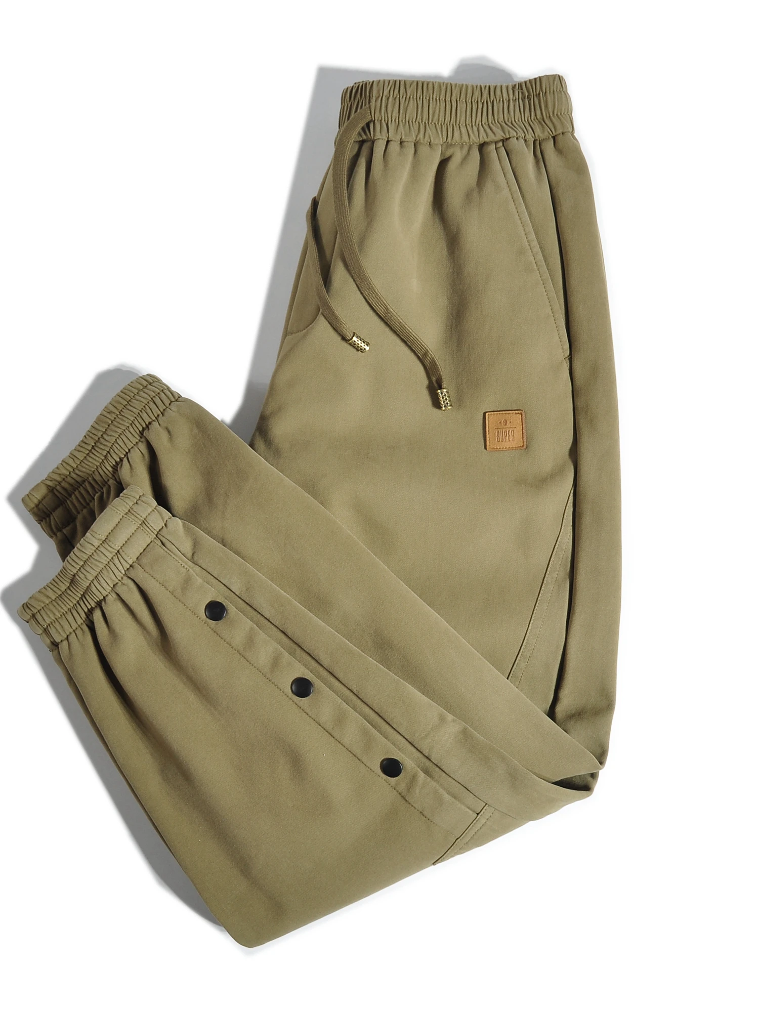 

Warm Fce Lined American Retro Harem Wide Leg Workwear Pants Cuffed Loose Straight Cone Casual Trousers for Men