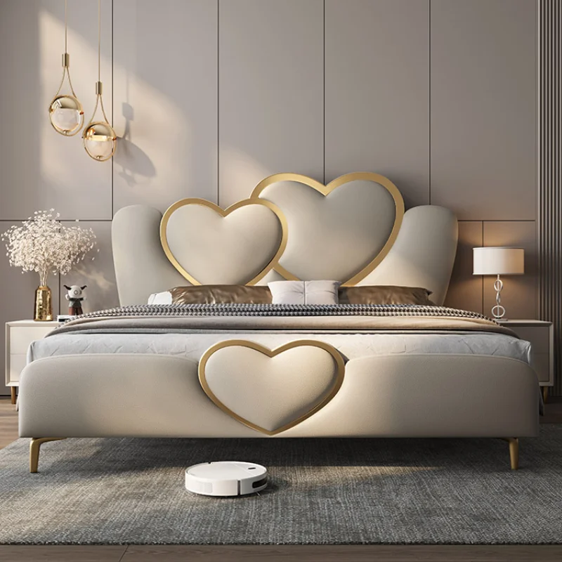 King Size Headboard Simple Double Bed Wooden Nordic Queen Frame Double Bed Luxury Modern Letto Matrimoniale Bedroom Furniture