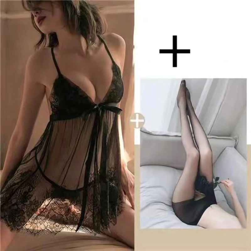 Sexy underwear women do not take off nightdress large size sexy women charming transparent extreme temptation lace