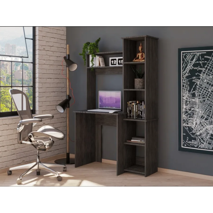 

DEPOT ESHOP Aramis Desk Five Shelves Two Superior Shelves Smokey Oak