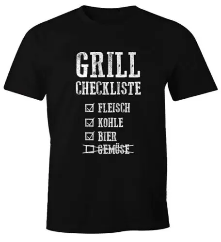 

Herren T-Shirt Grill-Checkliste Fun-Shirt lustig Moonworks®