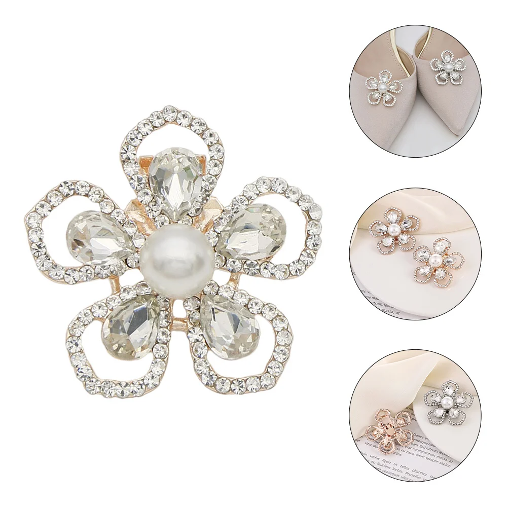 

2Pcs Chic Decorative Shoe Clips Durable Aluminum Alloy and Glass Bride Shoe Accessories for Dance Parties Banquets