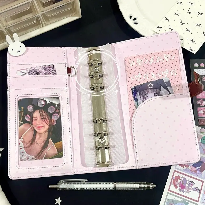 A6 Pink Star Loose-Leaf Notebook Ins Style High-Value DIY Student Portable Notebook Diary Stationery